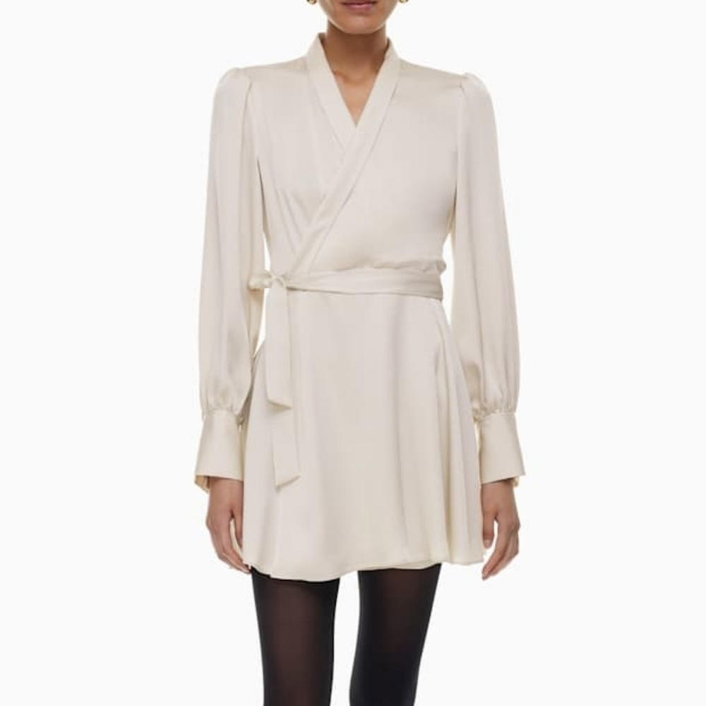 NWT Aritizia Hyde Satin Mini Dress Matte Pearl